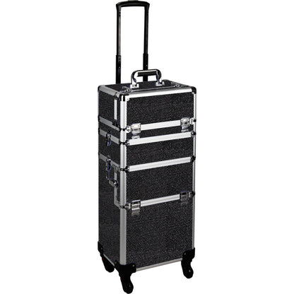 6-in-1 Four Wheels Professional Rolling Makeup Cosmetic Case with Easy Slide Trays and Removable Tray by VER Beauty - JMT001