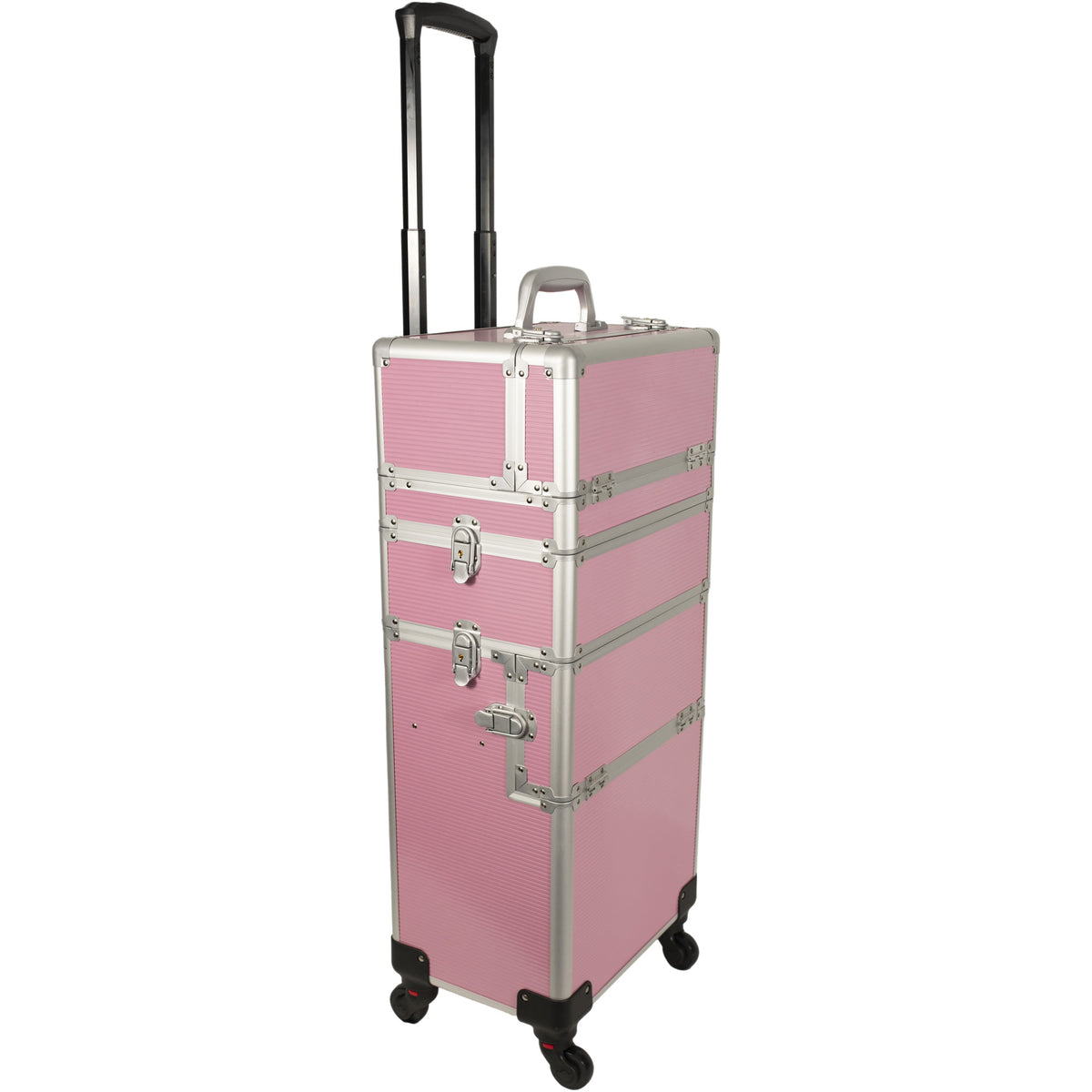 6-in-1 Four Wheels Professional Rolling Makeup Cosmetic Case with Easy Slide Trays and Removable Tray by VER Beauty - JMT001