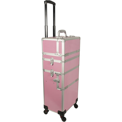6-in-1 Four Wheels Professional Rolling Makeup Cosmetic Case with Easy Slide Trays and Removable Tray by VER Beauty - JMT001