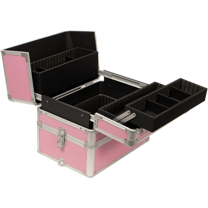 6-in-1 Four Wheels Professional Rolling Makeup Cosmetic Case with Easy Slide Trays and Removable Tray by VER Beauty - JMT001