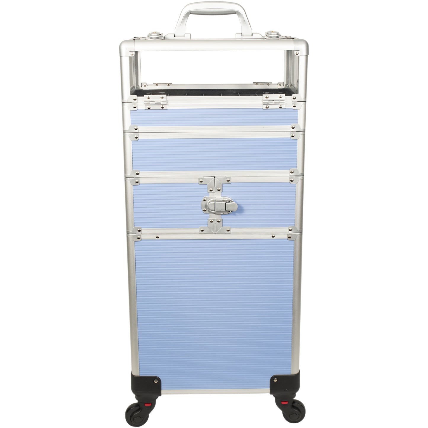 7-in-1 Four Wheels Professional Rolling Makeup Nail Tech Case with Clear Panel Nail Polishes Holder and Removable Tray by VER Beauty - JMT002