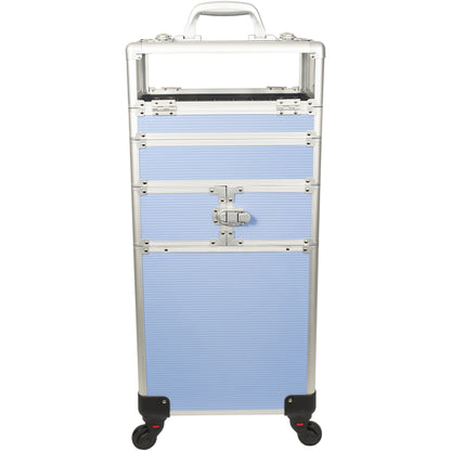 7-in-1 Four Wheels Professional Rolling Makeup Nail Tech Case with Clear Panel Nail Polishes Holder and Removable Tray by VER Beauty - JMT002