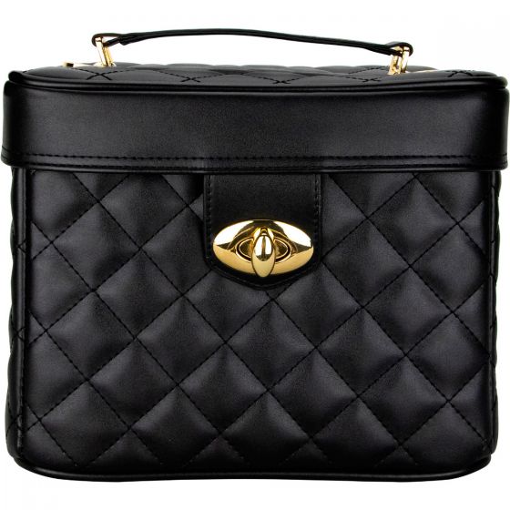 Tegolaio Black Quilted with Gold Chain Strap-VB002 - eBest Makeup Cases