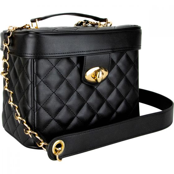 Tegolaio Black Quilted with Gold Chain Strap-VB002