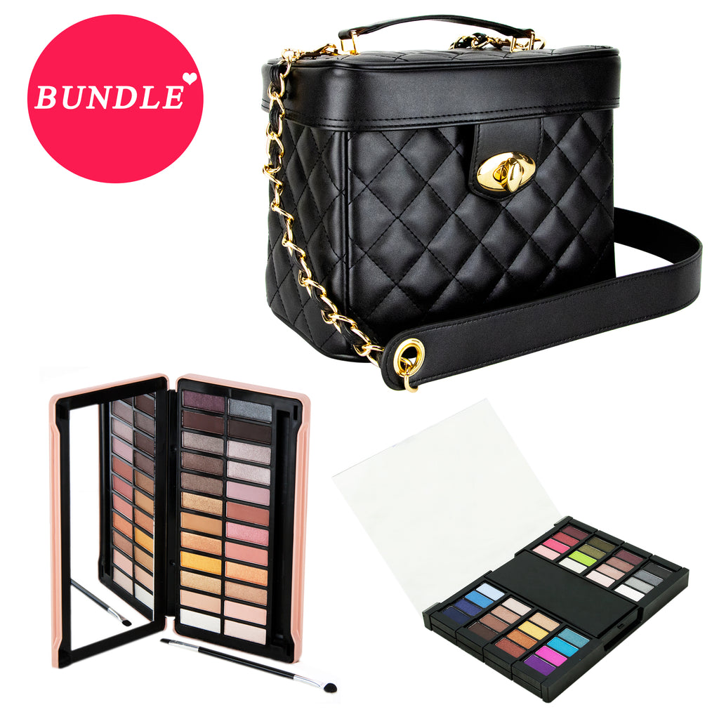 MDG SVB002- Quilted Makeup Bag with 2 Makeup Palettes by VER BEAUTY