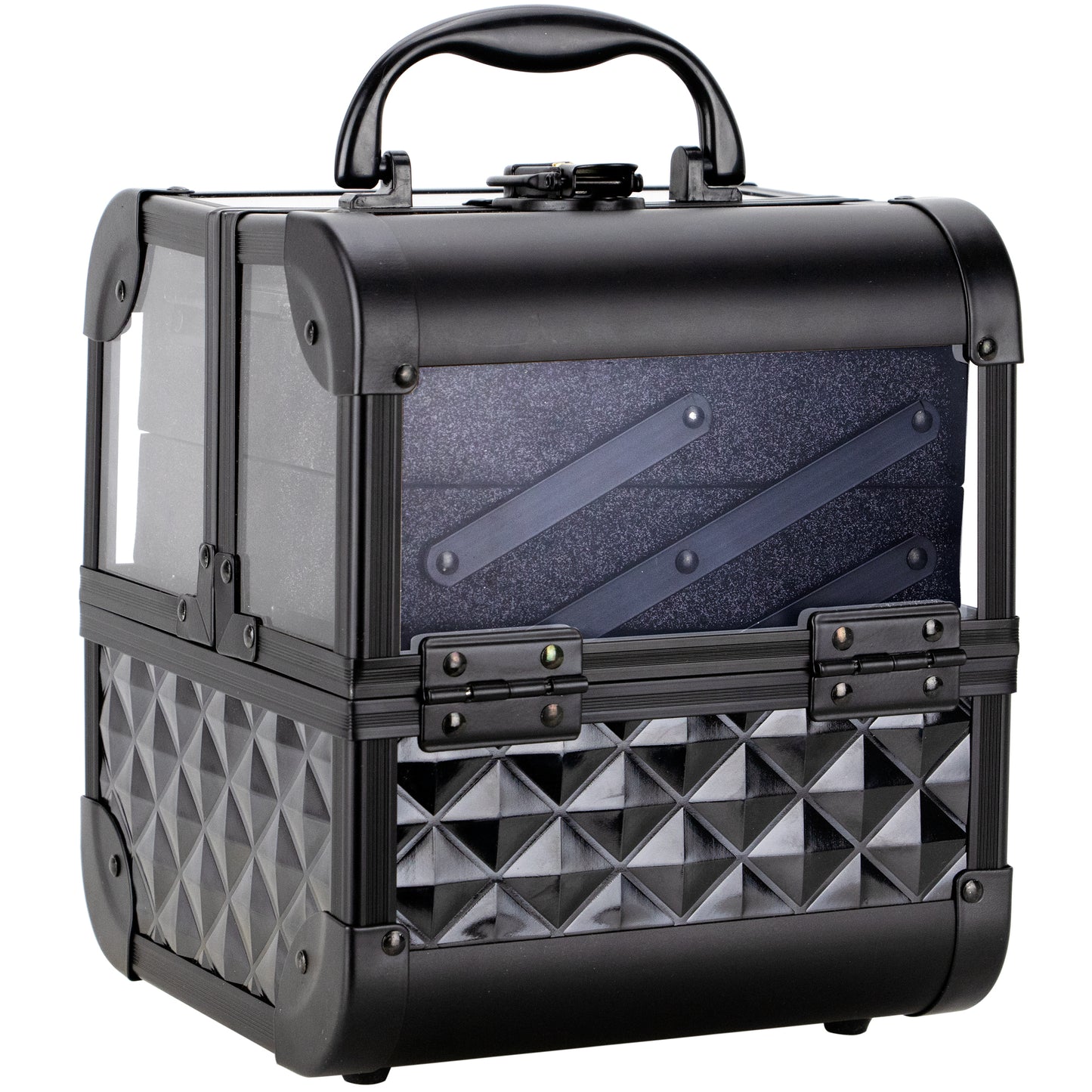 Dell'Unita Armored Acrylic Case with 2 Trays and Mirror by Ver Beauty-VK005 - eBest Makeup Cases