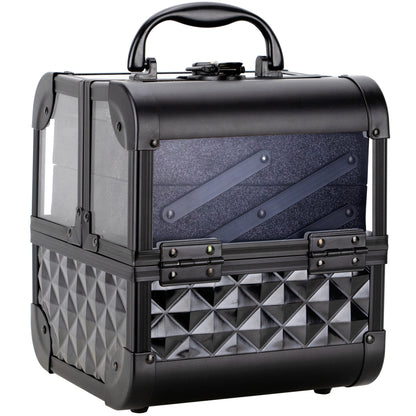 Dell'Unita Armored Acrylic Case with 2 Trays and Mirror by Ver Beauty-VK005 - eBest Makeup Cases