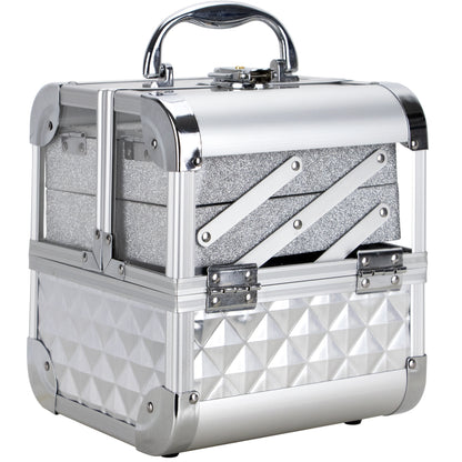 Dell'Unita Armored Acrylic Case with 2 Trays and Mirror by Ver Beauty-VK005 - eBest Makeup Cases