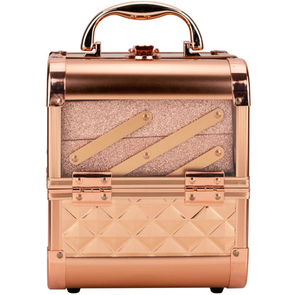 Dell'Unita Armored Acrylic Case with 2 Trays and Mirror by Ver Beauty-VK005 - eBest Makeup Cases