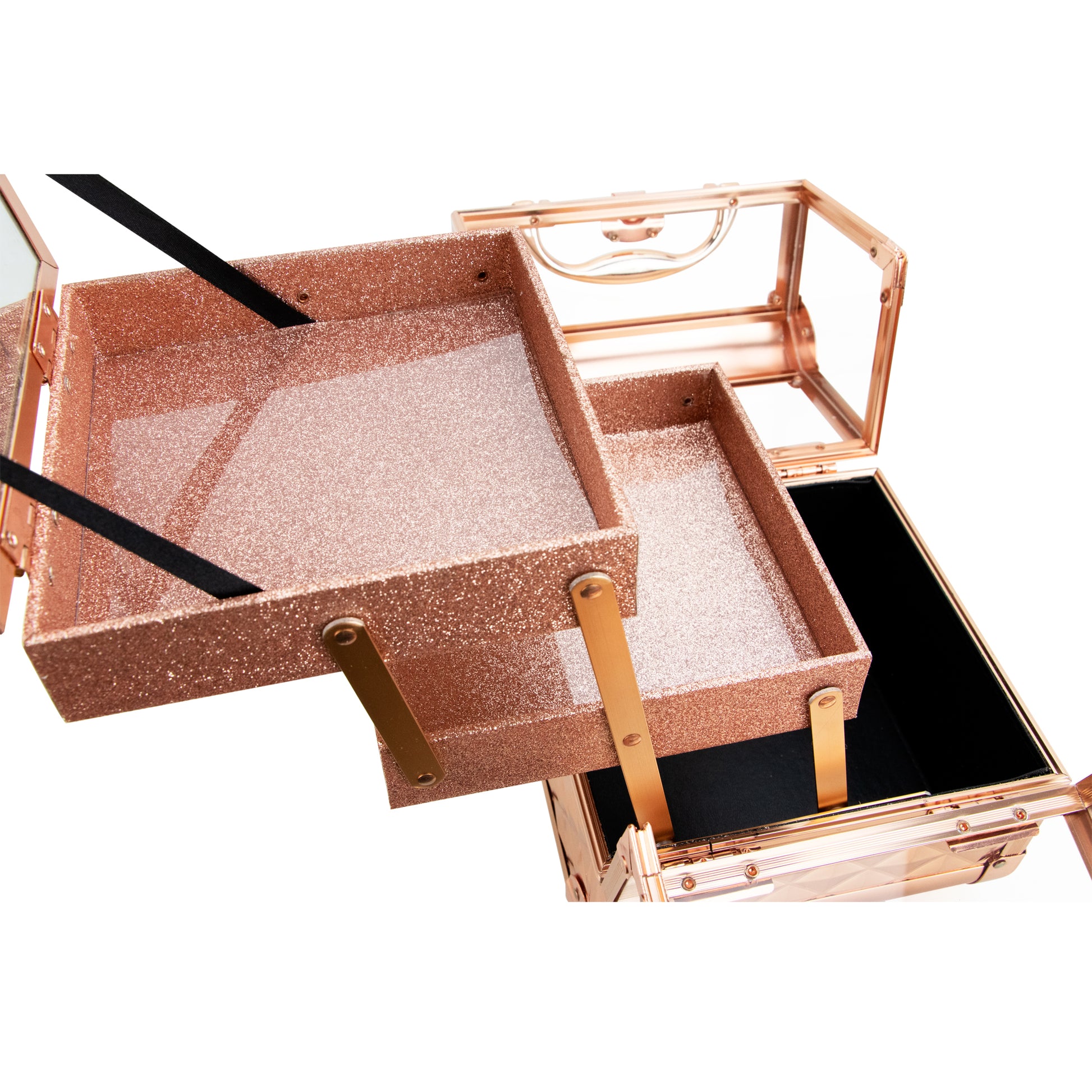 Dell'Unita Armored Acrylic Case with 2 Trays and Mirror by Ver Beauty-VK005 - eBest Makeup Cases