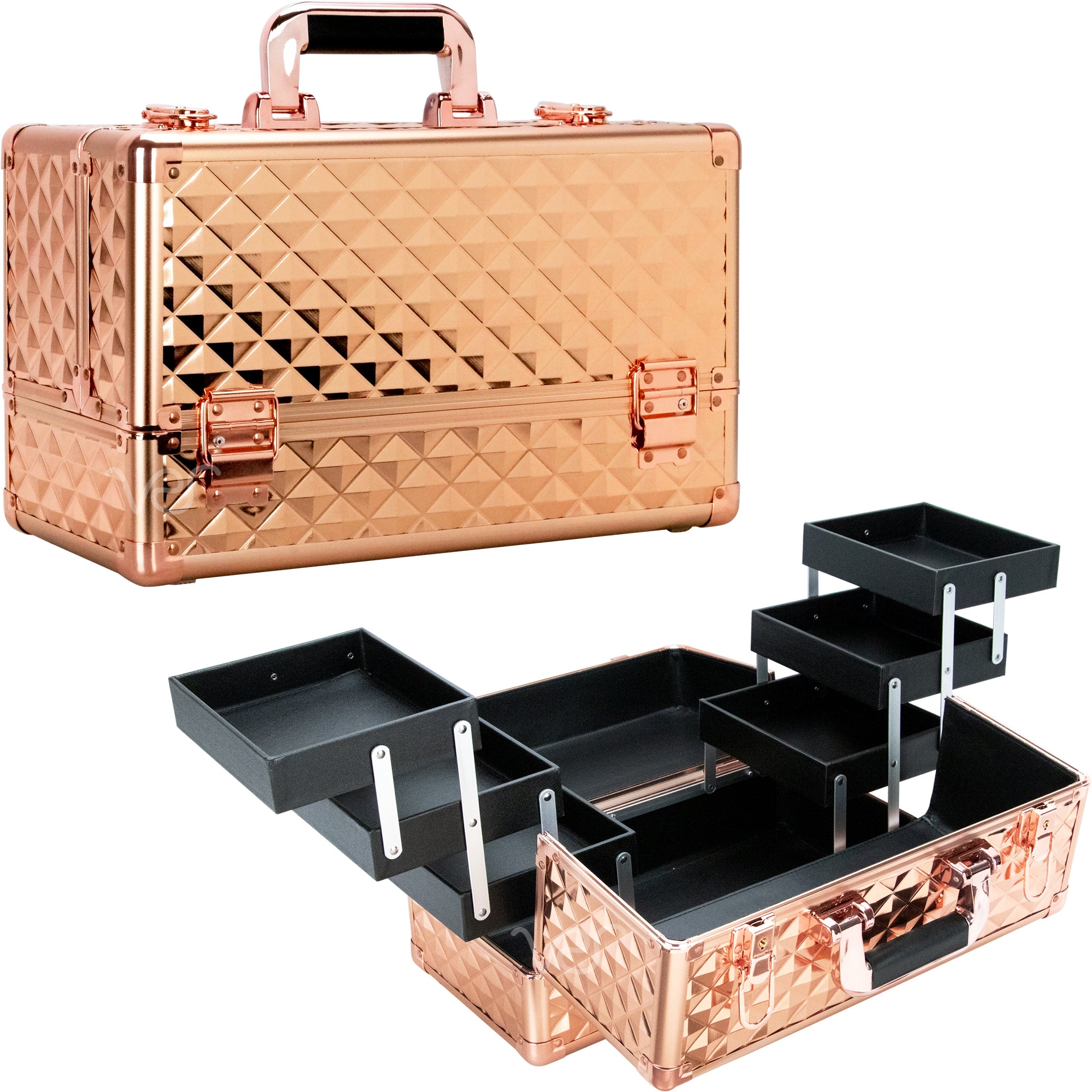 6-in-1 Four Wheels Professional Rolling Makeup Cosmetic Case with Easy  Slide Trays and Removable Tray by VER Beauty - JMT001