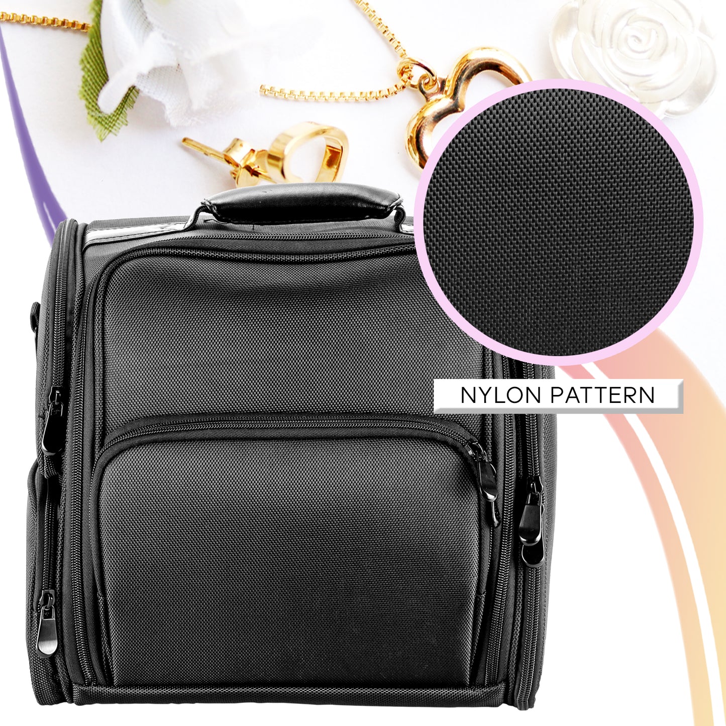 VER Beauty Professional Soft‑Sided Travel Makeup Case with Clear Bags & Multi‑Pockets