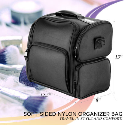 VER Beauty Professional Soft‑Sided Travel Makeup Case with Clear Bags & Multi‑Pockets