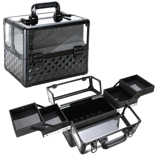 Del Ronco 3.8mm Armored Acrylic Case with 4 Extendable Trays by Ver Beauty - eBest Makeup Cases