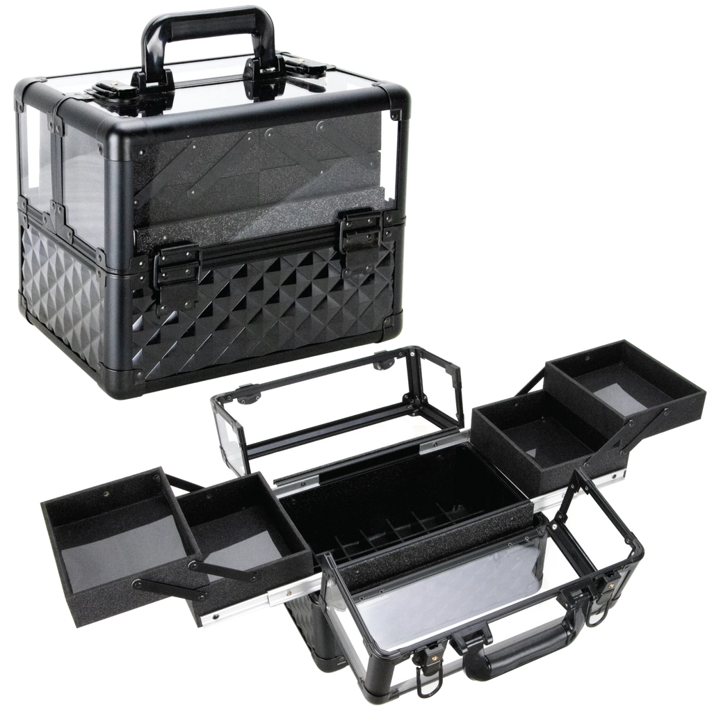 Del Ronco 3.8mm Armored Acrylic Case with 4 Extendable Trays by Ver Beauty - eBest Makeup Cases