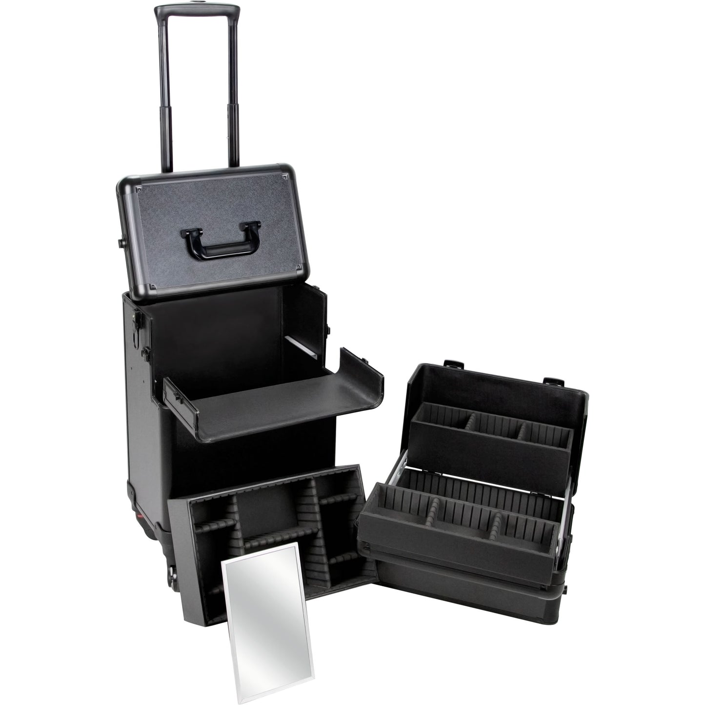 Fossi Black Matte Professional Rolling Makeup Hairstylist Case by Ver Beauty - VT002