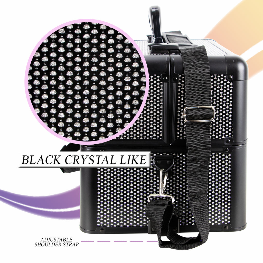 Del Leone Rolling Makeup Case in Black Krystal-VT004